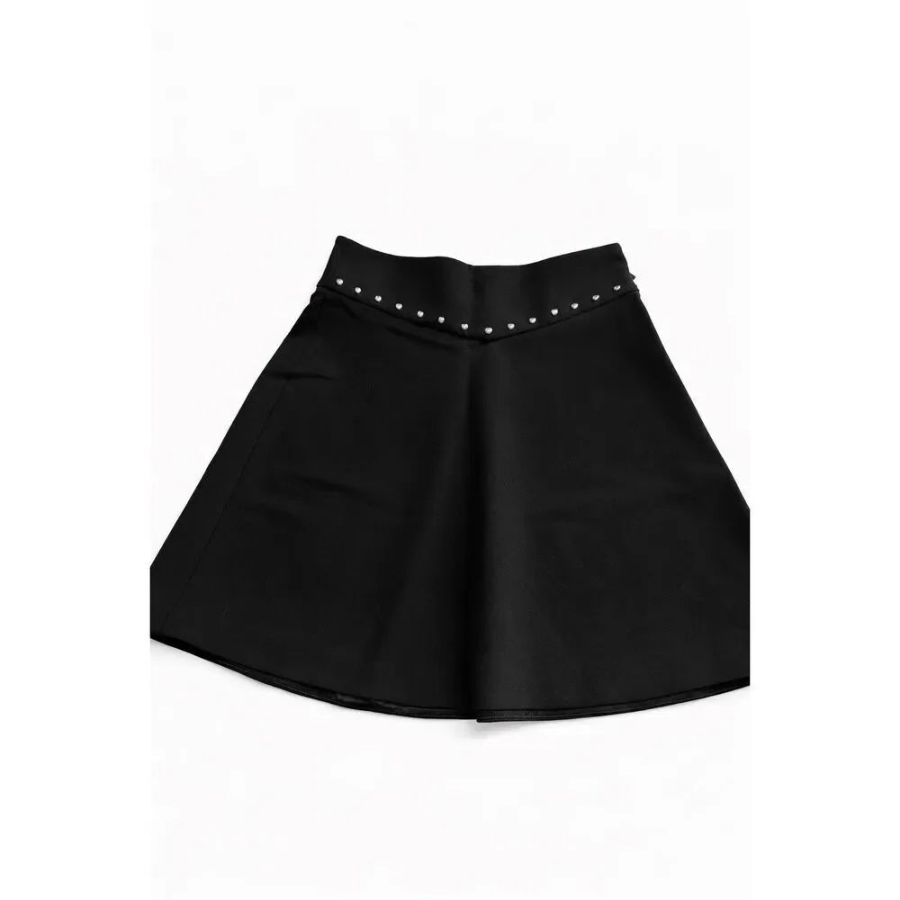 Kate Spade Black Crepe Studded A Line Mini Skirt Size 2
